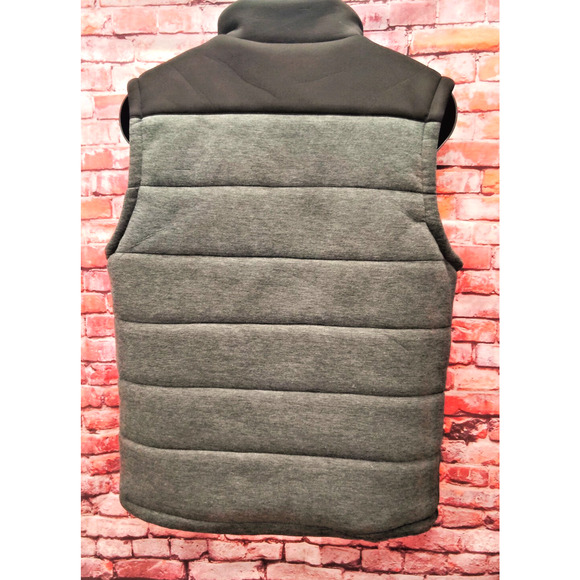 Marc Ecko Puffer Vest Mens Large Gray Insulated Sleeveless Mock Neck Full Zip - Picture 2 of 8